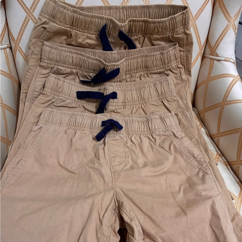 Bundle of 4 Lands End Boys Shorts S (8). Kids Elastic-Waist Pull-On Shorts - Tan